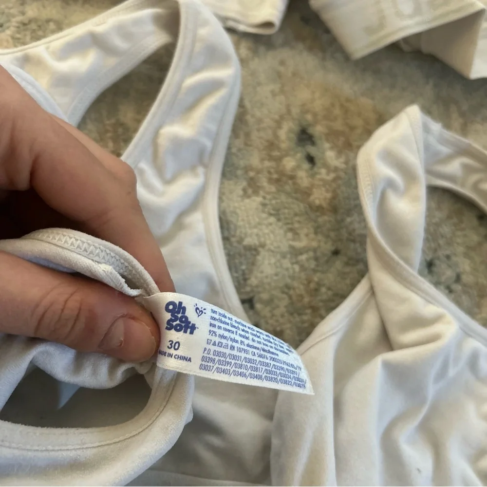 Sports Bras girls size xs/30 Justice SET OF 5 used great condition white